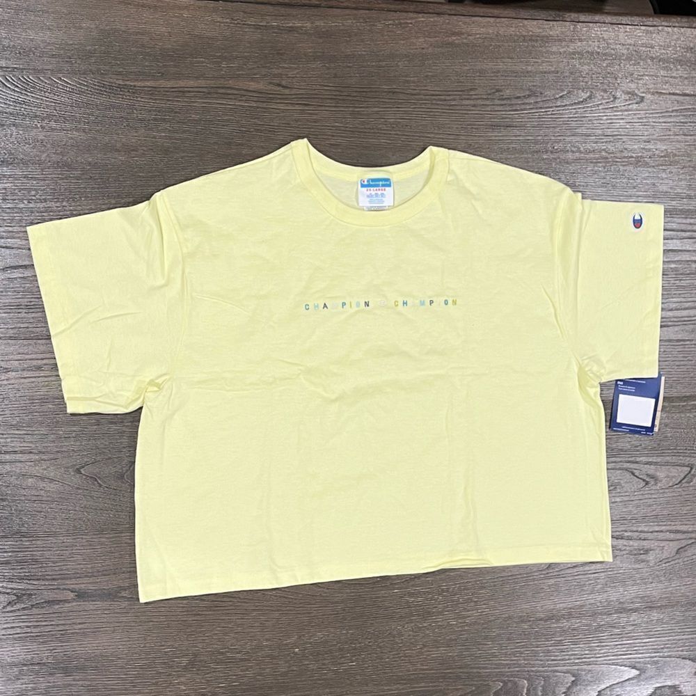 NWT Champion Yellow Embroidered Graphic Crop Top - Size 2X